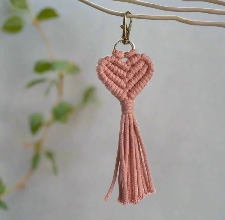 Handmade Heart Macrame Keychain