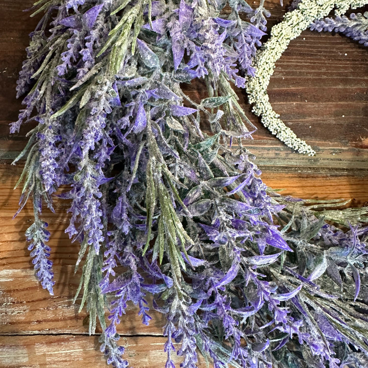 Lavender and White Peony Farmhouse Floral Wreath | 16 inches