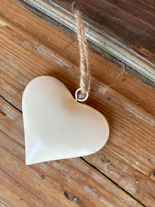 Cream Heart Charm for Wreath, Towel, Doorknob, and Vase Decoration
