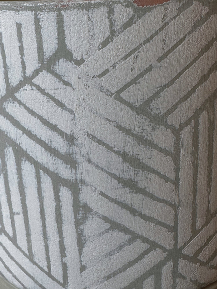 Neutral Geometric Patterned Hand-Painted Planter