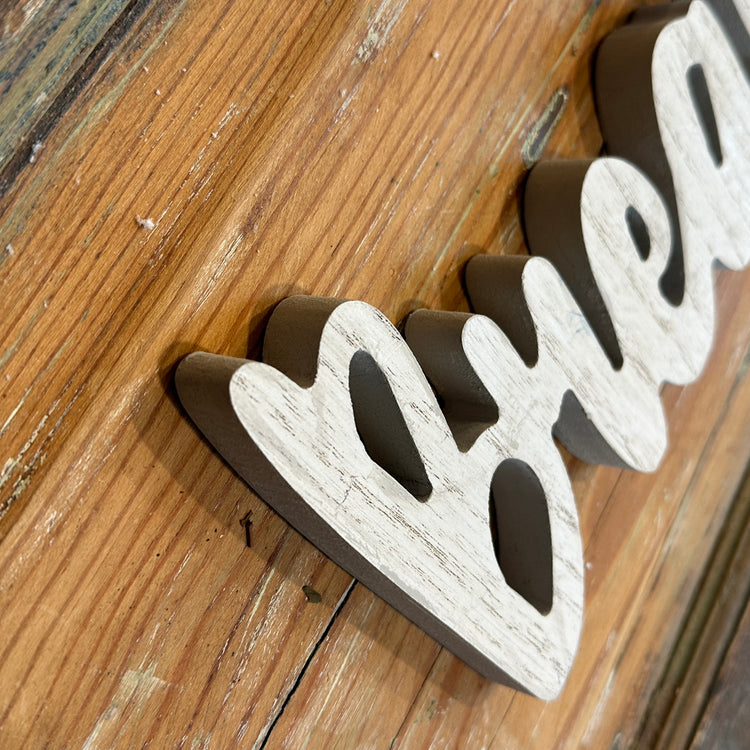 Rustic Wooden "Breathe" Tabletop Sign