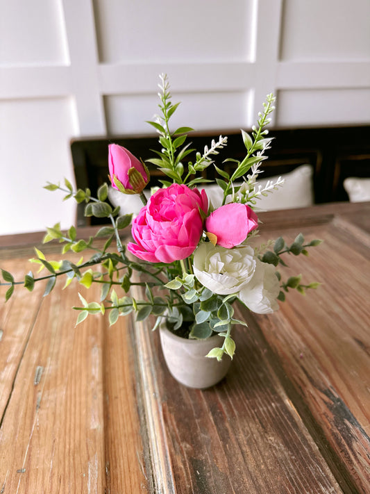 Vibrant Pink Peony Artificial Flower Arrangement