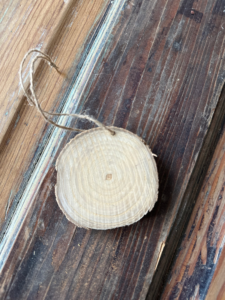 Handcrafted Wood Slice Wreath Ornament with Butterfly Design