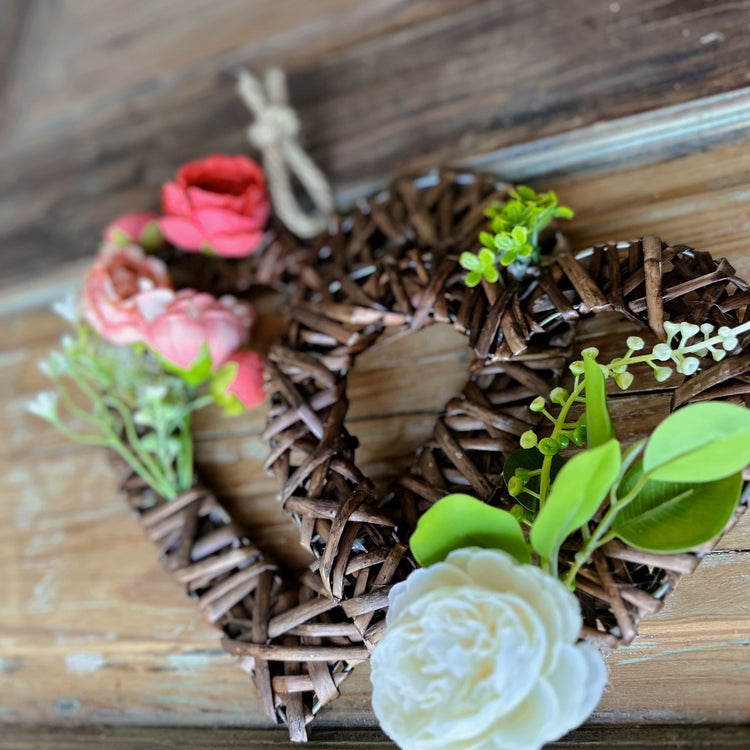 Double Heart Floral Door Hanger