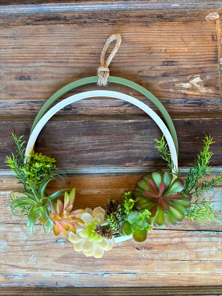 Wooden Hoop Succulent Wreath