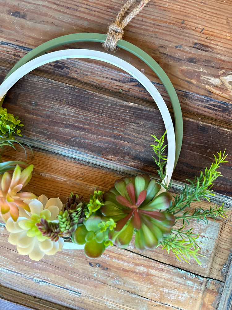 Wooden Hoop Succulent Wreath