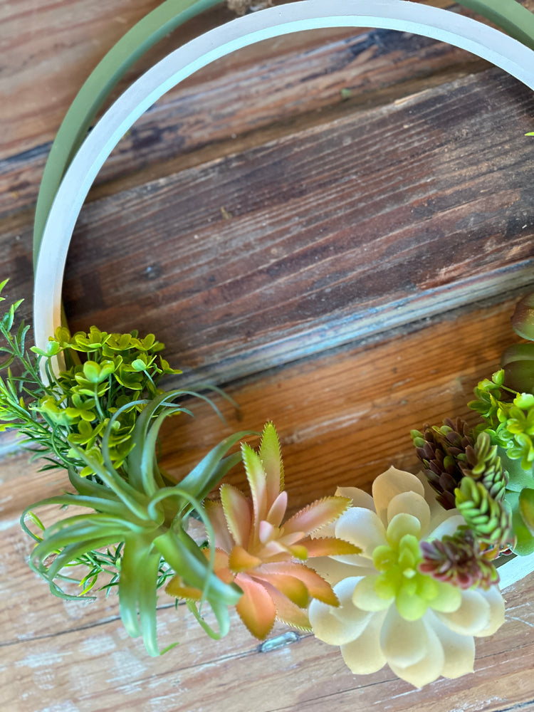 Wooden Hoop Succulent Wreath