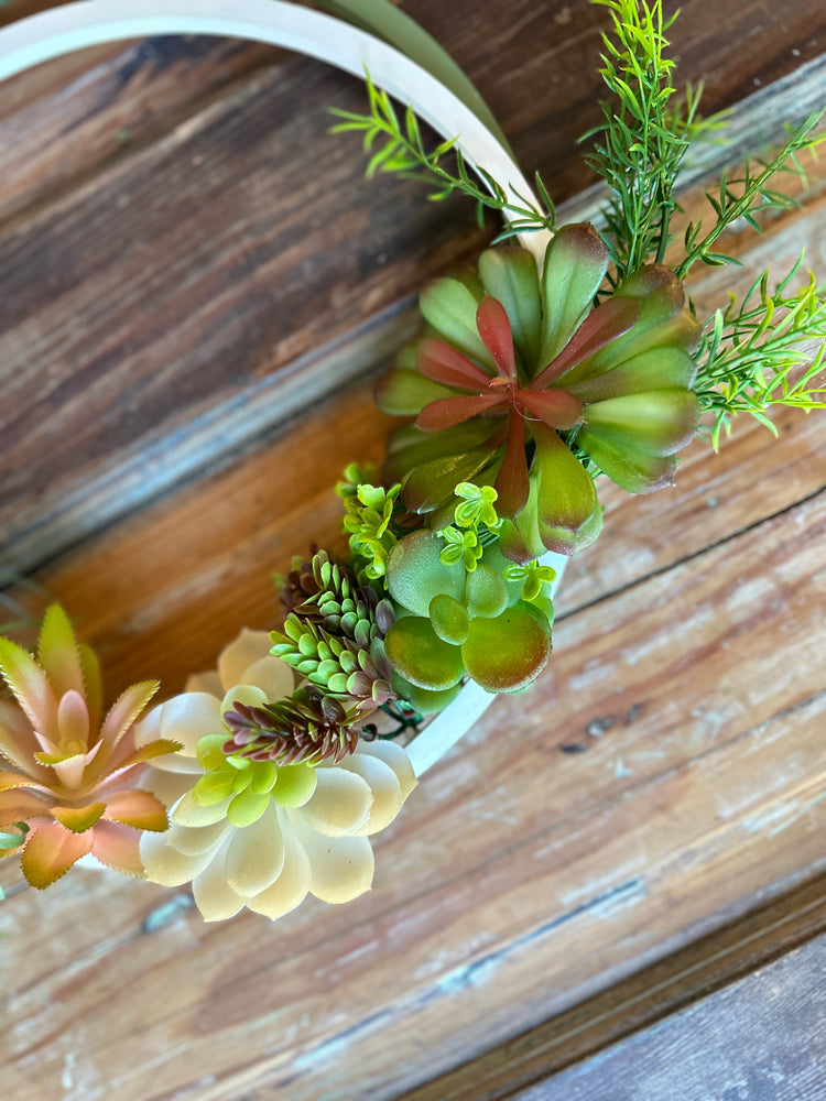 Wooden Hoop Succulent Wreath