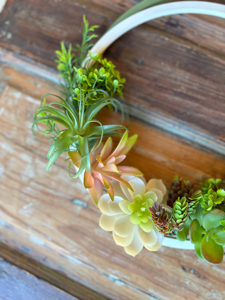 Wooden Hoop Succulent Wreath