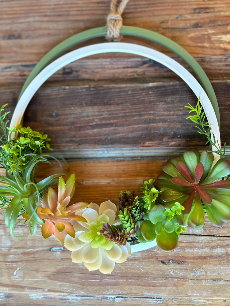 Wooden Hoop Succulent Wreath