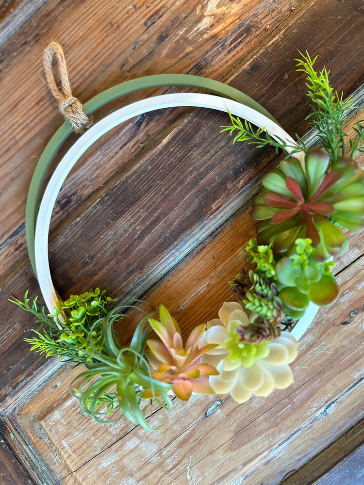 Wooden Hoop Succulent Wreath