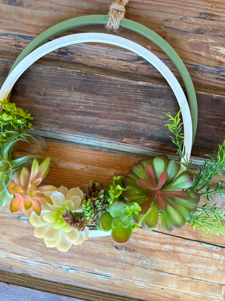 Wooden Hoop Succulent Wreath