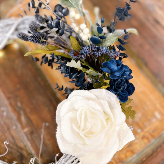 Elegant Navy and White Wreath 18".