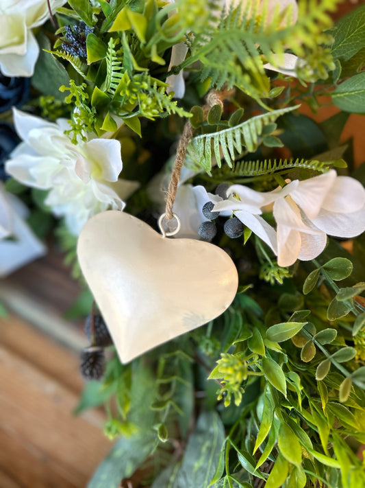 Cream Heart Charm for Wreath, Towel, Doorknob, and Vase Decoration