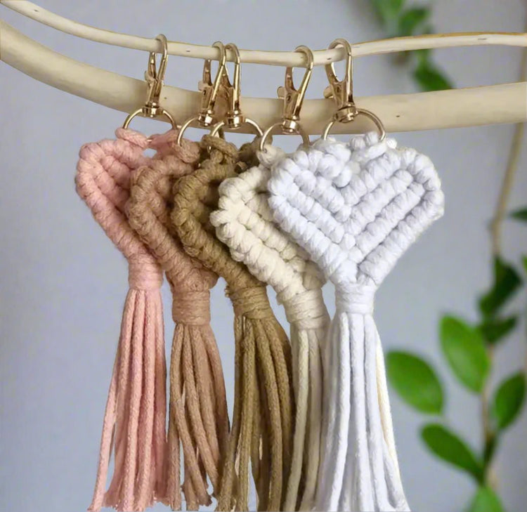 Handmade Heart Macrame Keychain