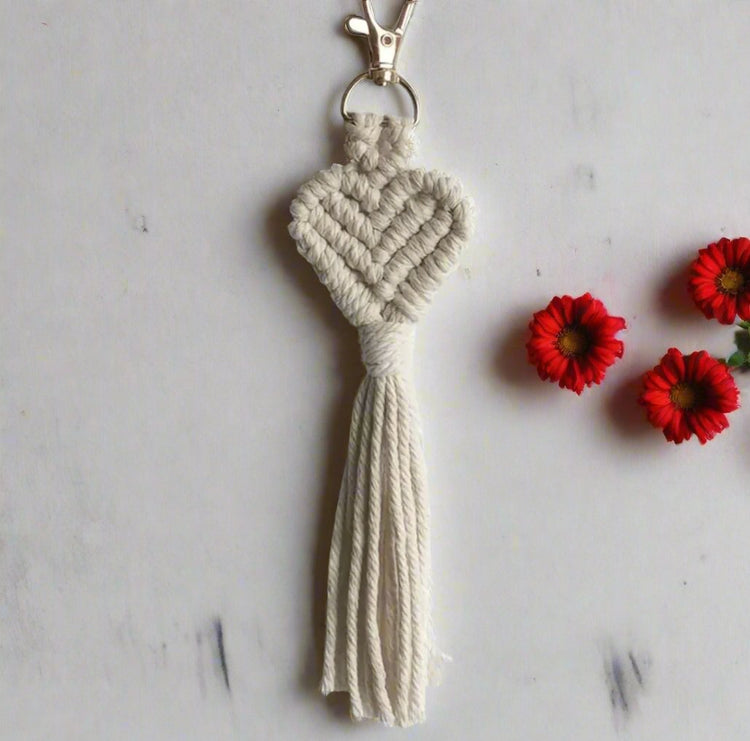 Handmade Heart Macrame Keychain