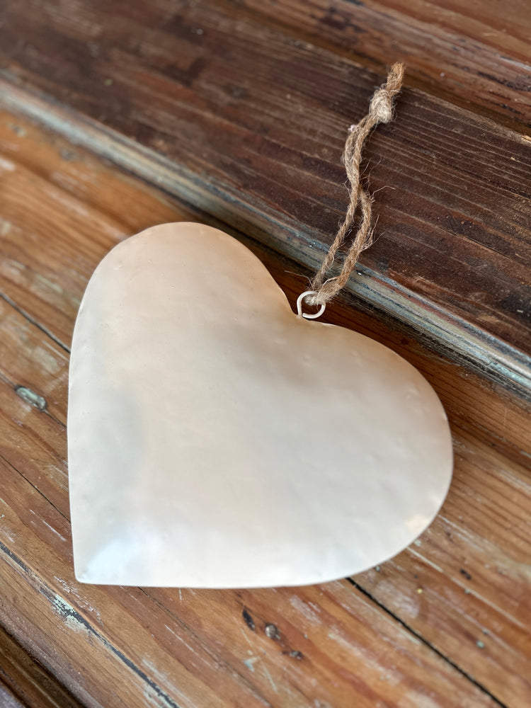 Large Cream Heart Charm for Wreath, Towel, Doorknob, and Vase Decoration