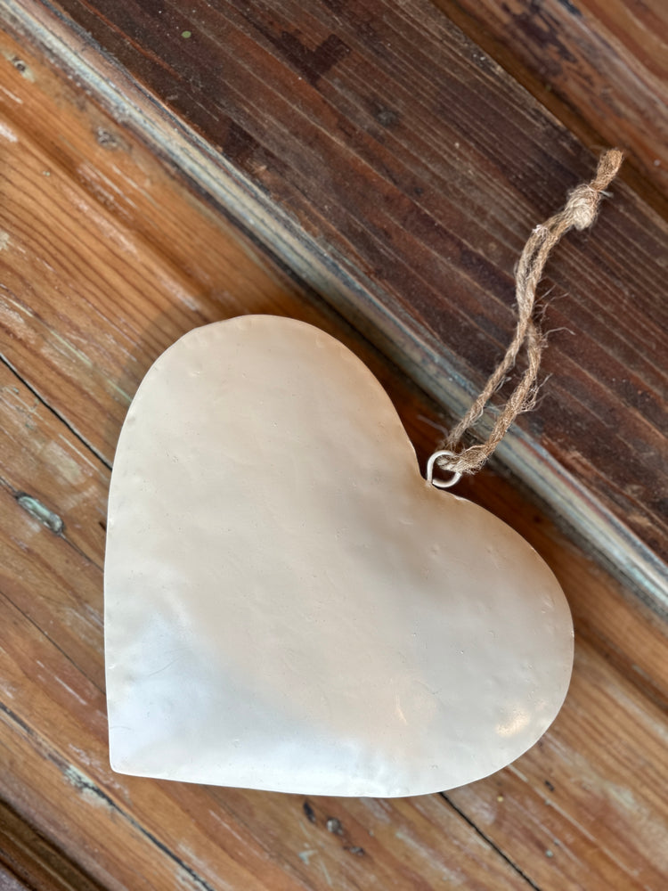 Large Cream Heart Charm for Wreath, Towel, Doorknob, and Vase Decoration