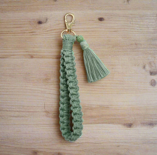 Macrame Wristlet Keychain with Tassel