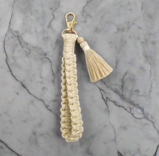 Macrame Wristlet Keychain with Tassel