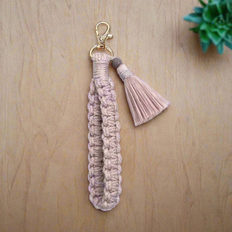 Macrame Wristlet Keychain with Tassel