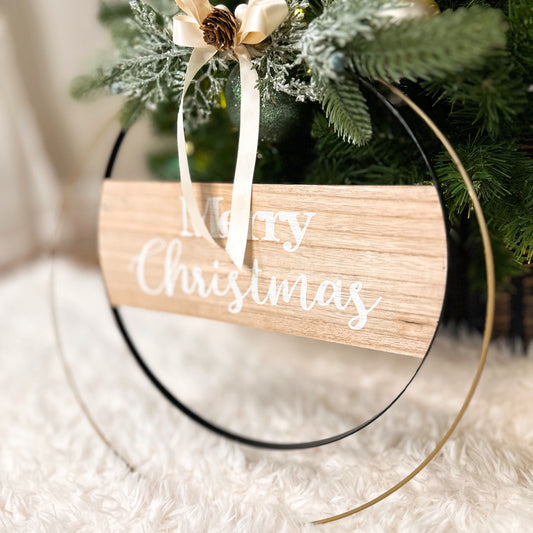 Modern Merry Christmas Hoop Wreath 14".