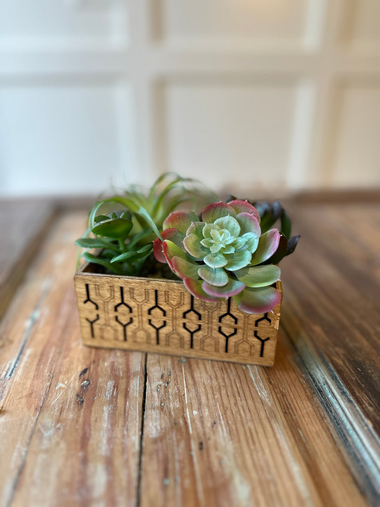 Mid-Century Lifelike Succulent Planter