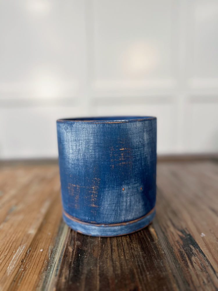 Hand Painted Indigo Blue Terra Cotta Planter