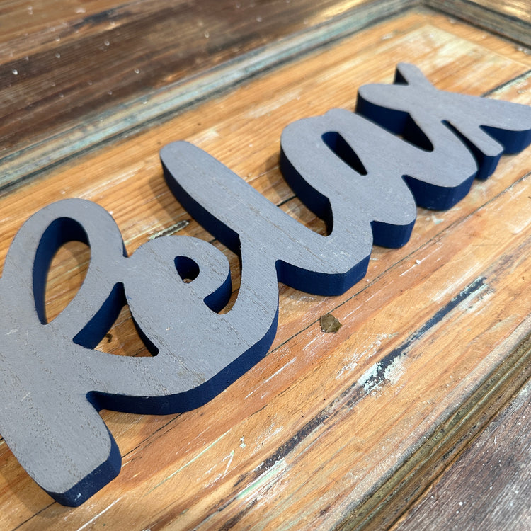 Rustic Wooden "Relax" Tabletop Sign