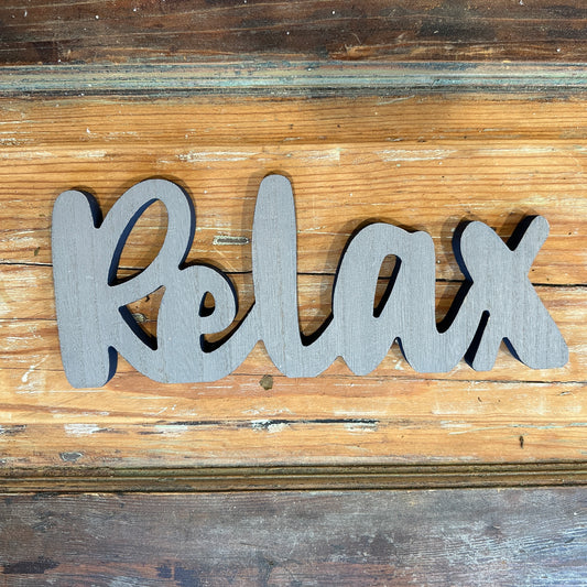 Rustic Wooden "Relax" Tabletop Sign