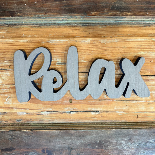 Rustic Wooden "Relax" Tabletop Sign