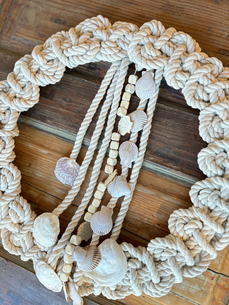 Nautical Rope Wreath with Genuine New England Seashells