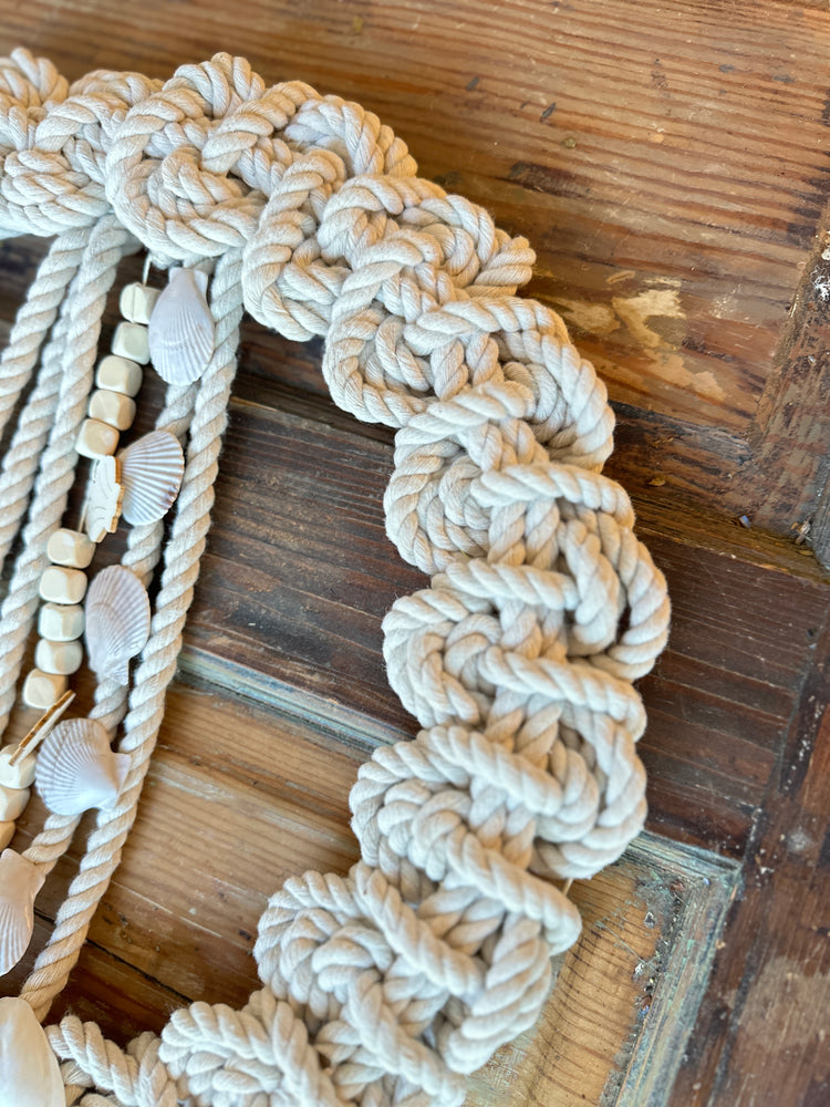 Nautical Rope Wreath with Genuine New England Seashells