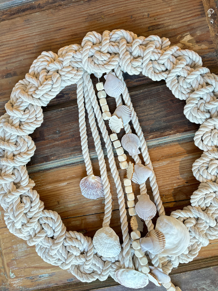 Nautical Rope Wreath with Genuine New England Seashells