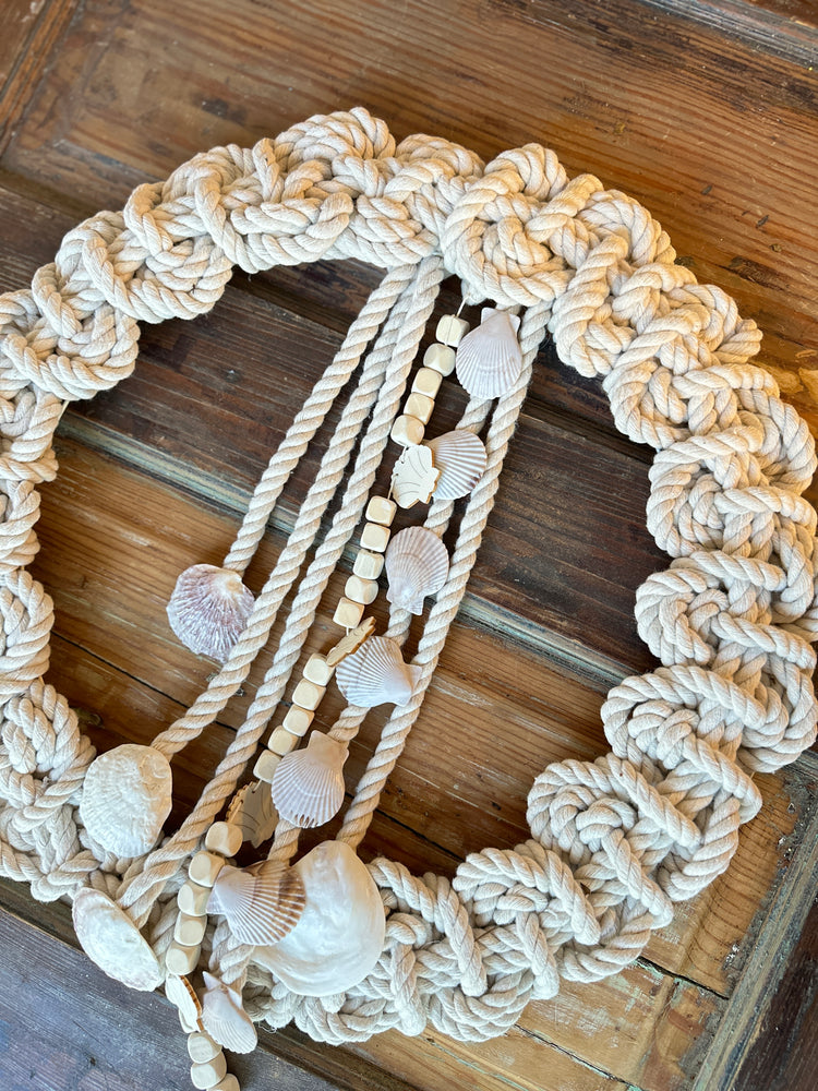 Nautical Rope Wreath with Genuine New England Seashells