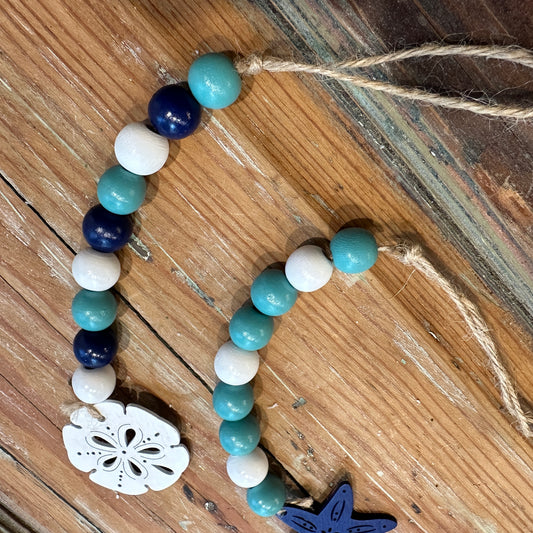 Coastal Wooden Beaded Garland | Sand Dollar and Starfish