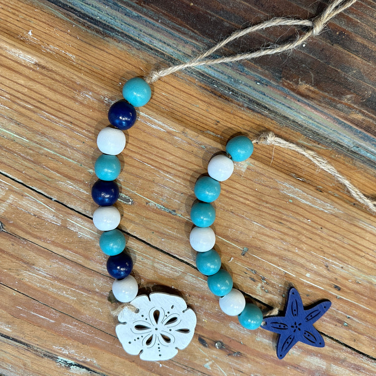 Coastal Wooden Beaded Garland | Sand Dollar and Starfish