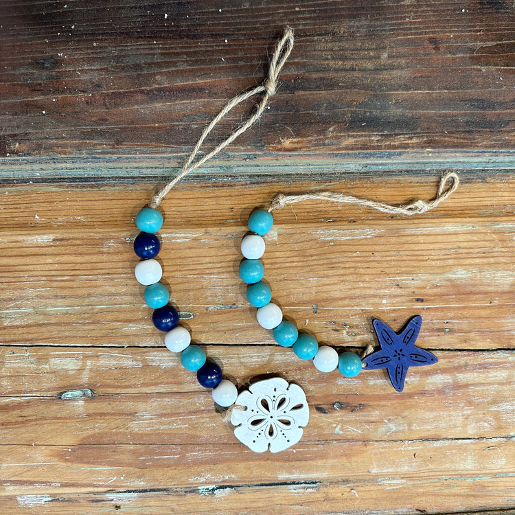 Coastal Wooden Beaded Garland | Sand Dollar and Starfish