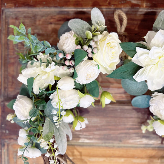 Cream & Sage Serenity Lighted Wreath.