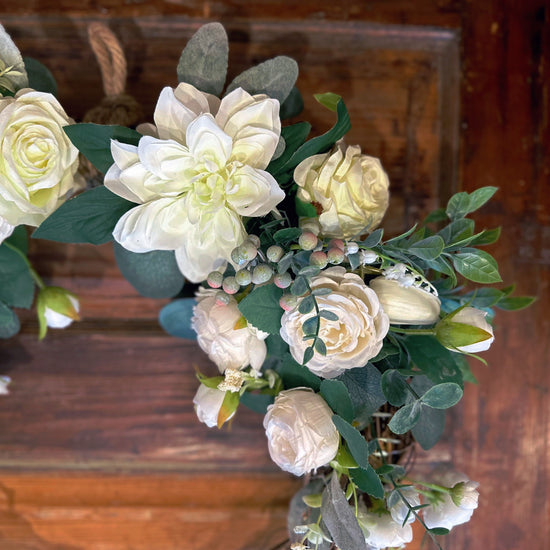 Cream & Sage Serenity Lighted Wreath.