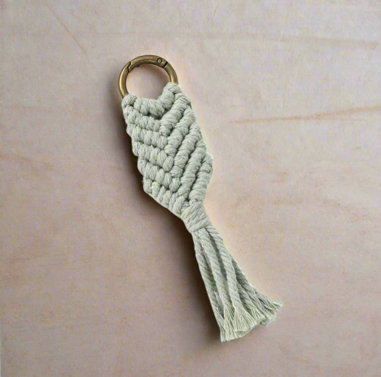 Handmade Herringbone Macrame Keychain with Tassel