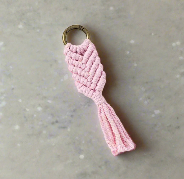 Handmade Herringbone Macrame Keychain with Tassel