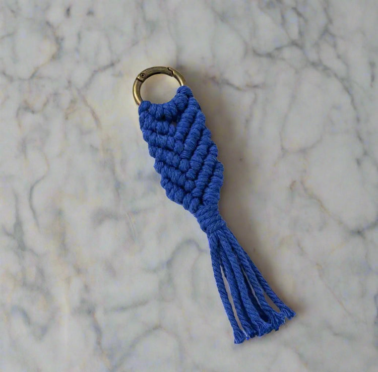 Handmade Herringbone Macrame Keychain with Tassel