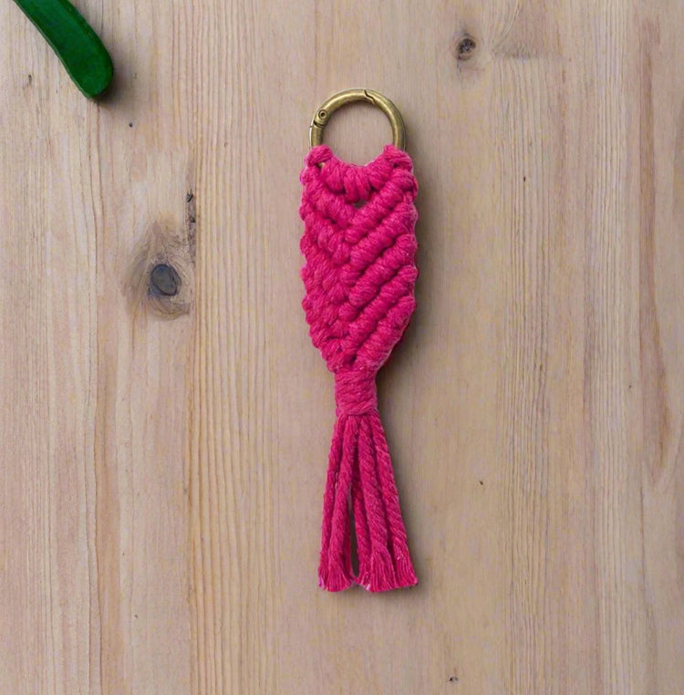 Handmade Herringbone Macrame Keychain with Tassel