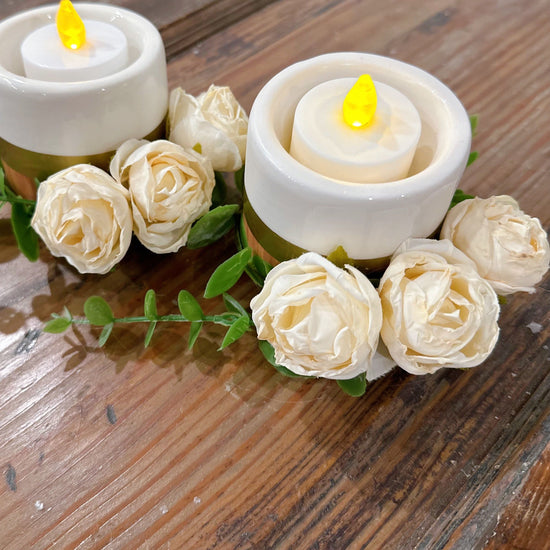 Elegant Ivory Tea Light Candle Holders.