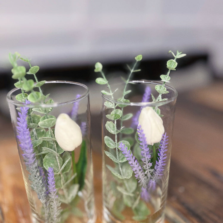 Glass Tulip and Eucalyptus Floral Arrangement Set.