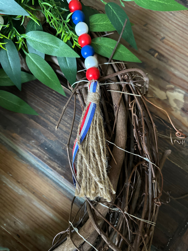 Patriotic USA Wooden Beaded Garland