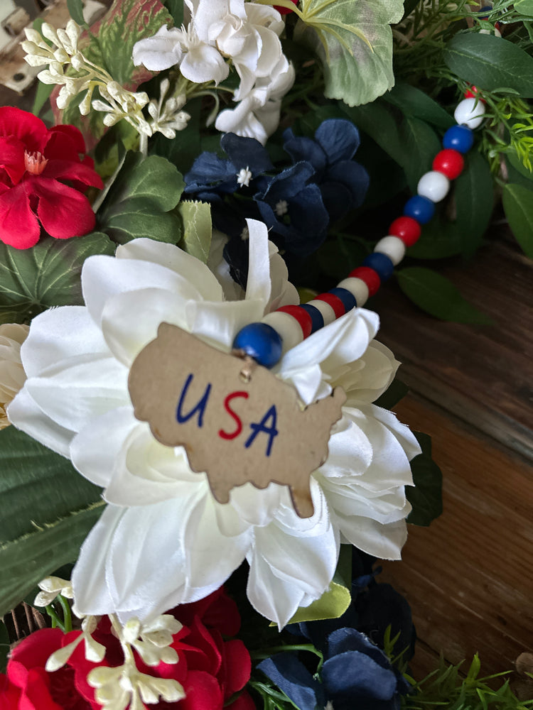 Patriotic USA Wooden Beaded Garland