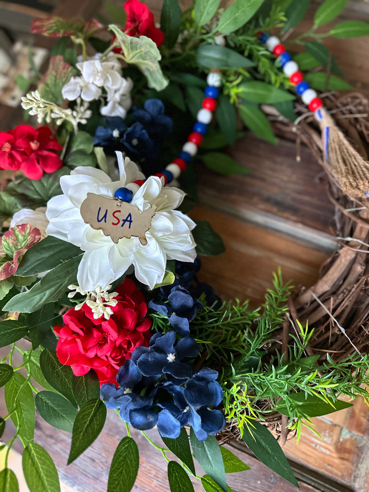 Patriotic USA Wooden Beaded Garland