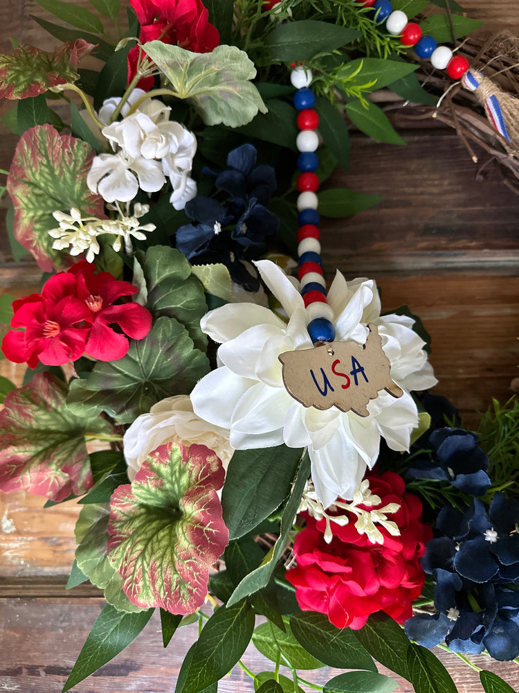 Patriotic USA Wooden Beaded Garland